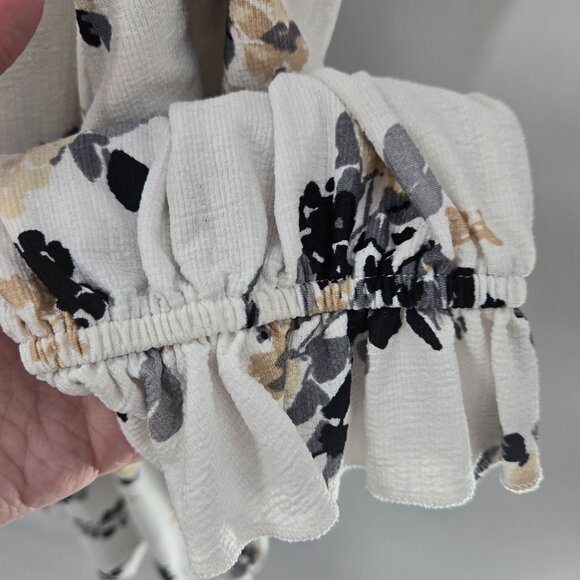 Melloday White Floral V-Neck Long Sleeve Pullover Casual Textured Blouse 2x - Picture 7 of 11